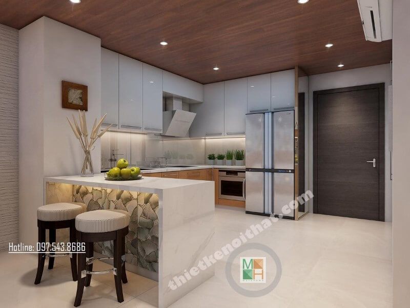 Mẫu tủ bếp hiện đại được lựa chọn cho nhiều căn hộ chung cư nhỏ