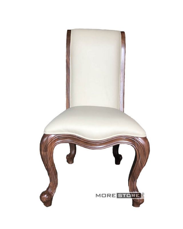 Mẫu ghế ăn bọc da tân cổ điển màu trắng sữa mang đến vẻ đẹp sang trọng, đẳng cấp cho phòng ăn gia chủ